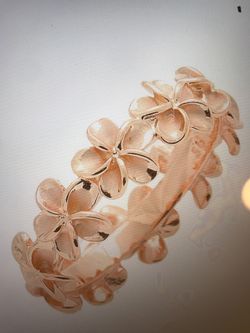 Hawaiian jewelry 8mm plumeria lei ring pink gold plated