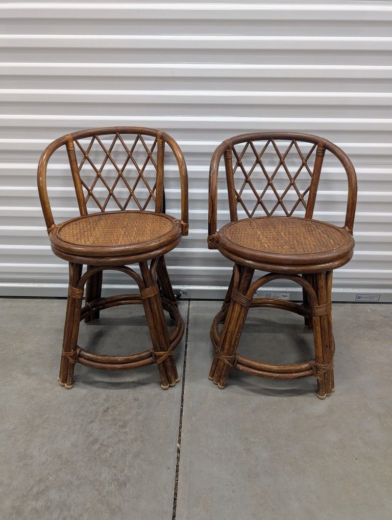 Pair of Child's Rattan Swival Chairs - Delivery Available