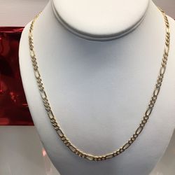 14k Yellow Gold Diamond Cut Figaro Chain 24”