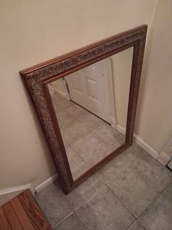 Large Wall Mirror with Ornate Bronze Frame