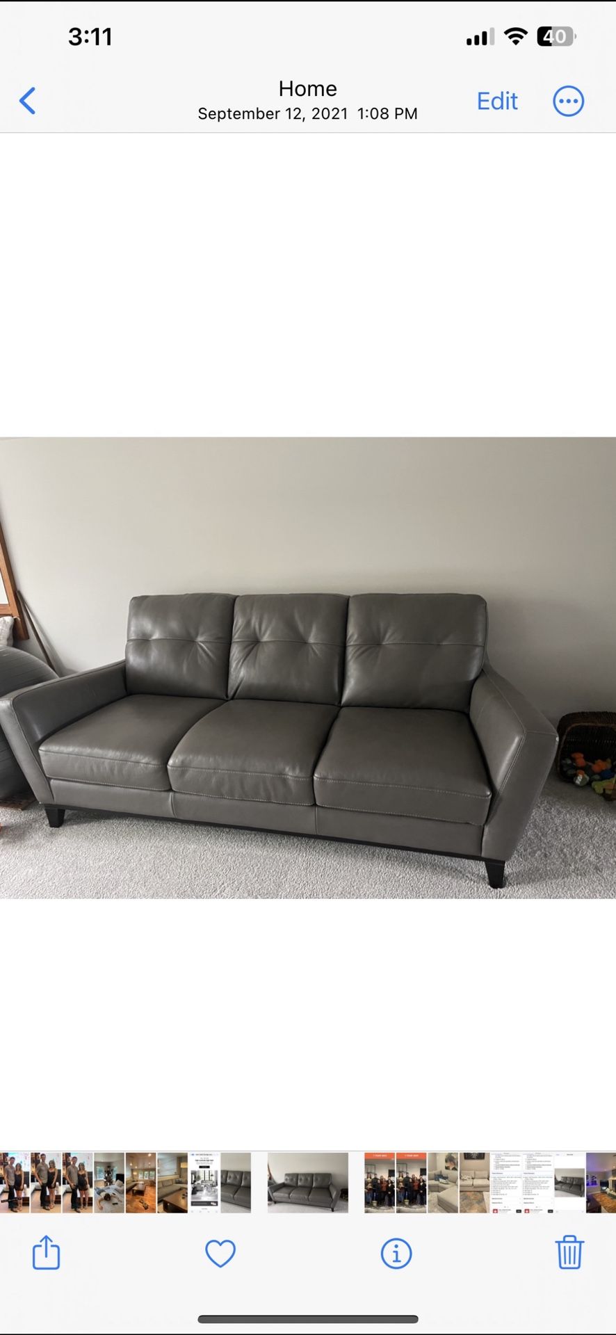 Gray Leather sofa