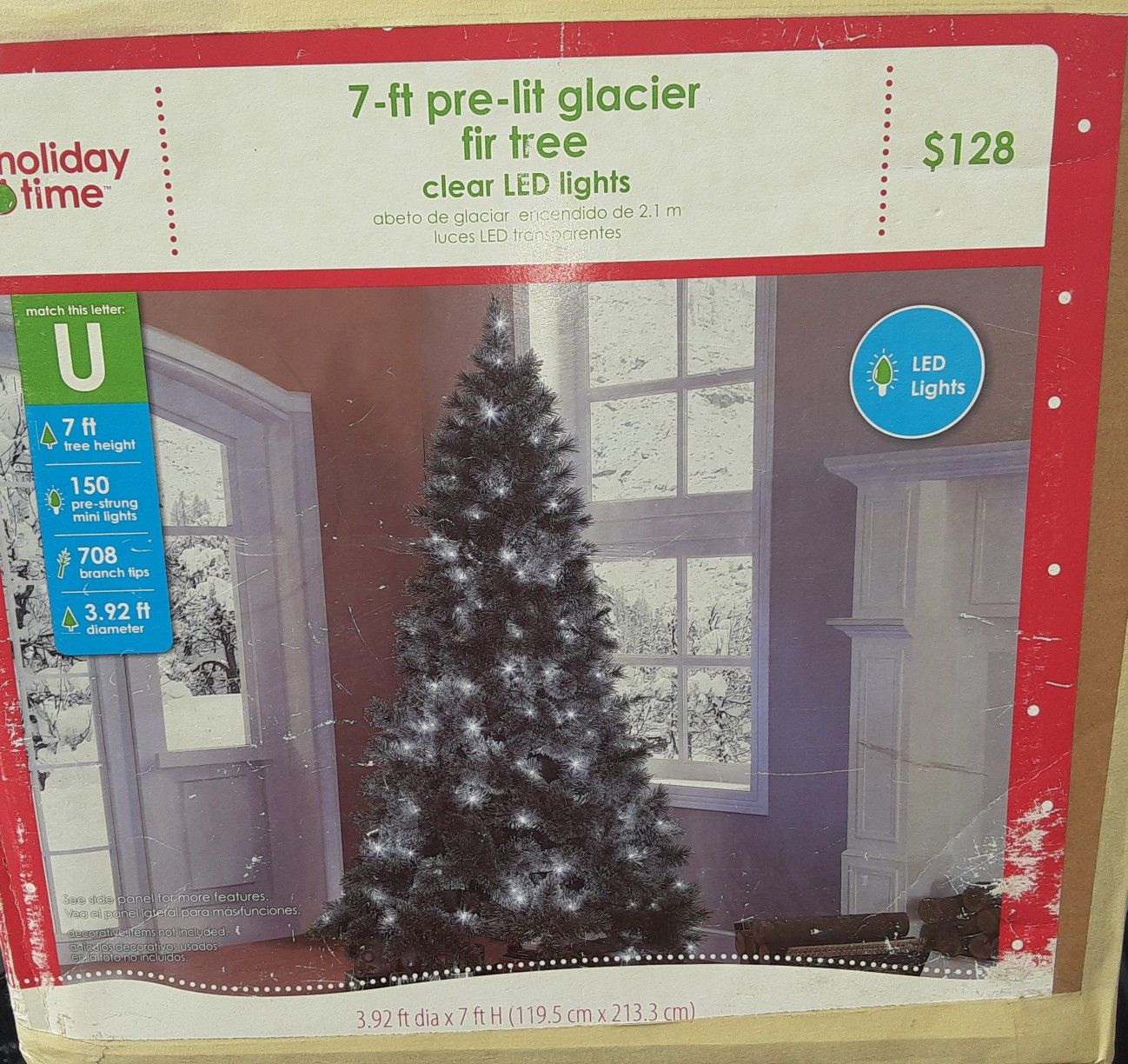 7ft pre-lit glacier Christmas Tree