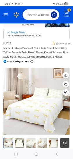 Yellow bow tie twin sheets and pillow cases