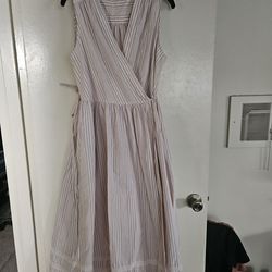 Ciao Lucia Maja Wrap Dress - Tan/White Striped - Size S