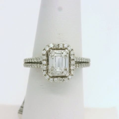 Ladies White Gold and Emerald Cut  Diamond Ring