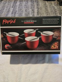 PARINI 15 OZ RICE BOWLS AND METAL CHOP STICKS