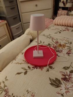Super cute rechargeable or battery operated light pink touch top light perfect for a bedroom or dorm