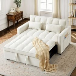 Modern Velvet 3 in 1 Convertible Sleeper Sofa Couch Bed, Pullout Couch Bed 