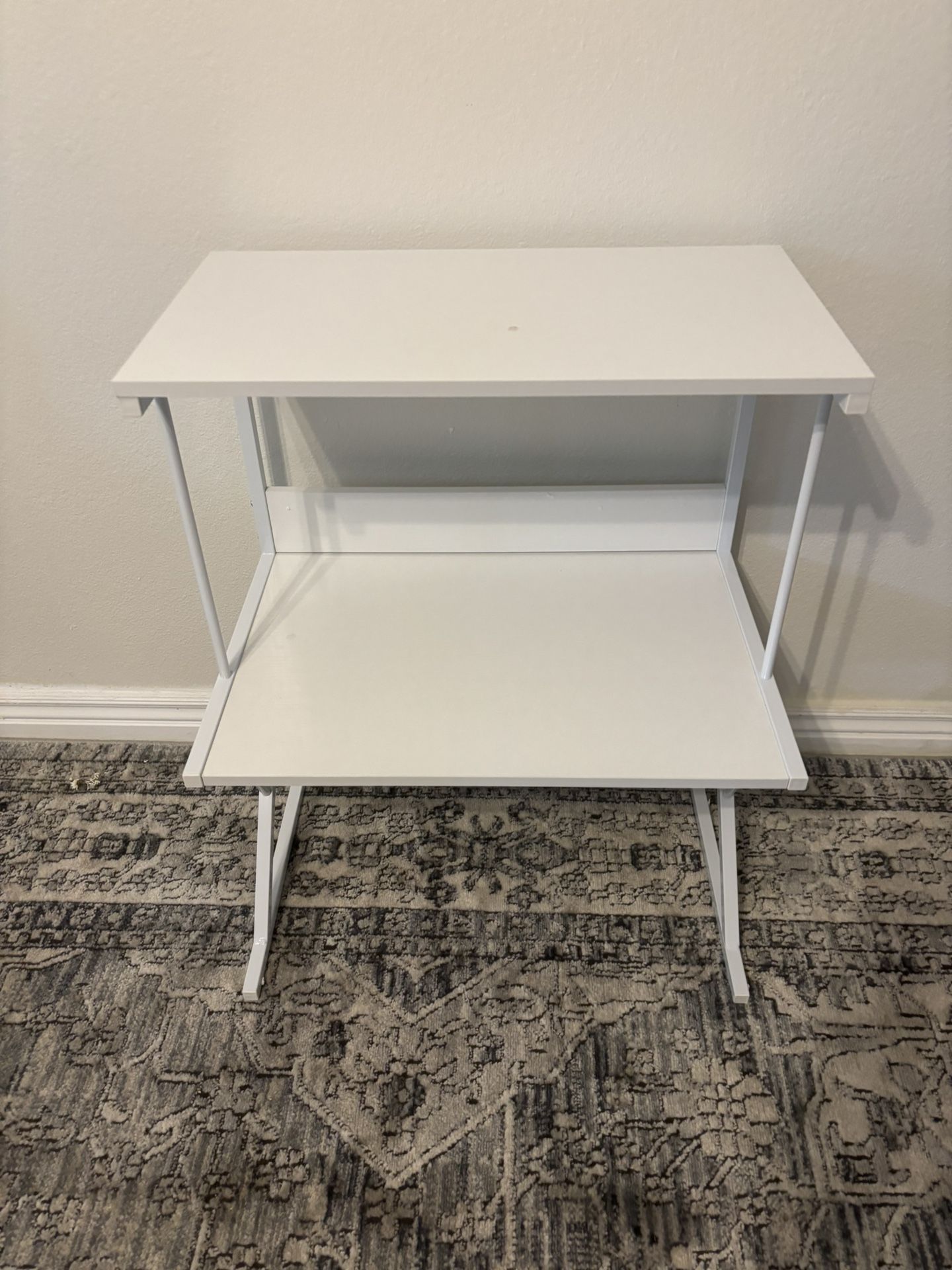 Printer Stand White 2 Tier Shelf