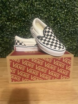 Vans Classic Slip-On Checkerboard Black White Kids Shoes Size 12C - New With Box