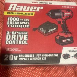 Bauer  Brushless   1/2 Impact Wrench    Battery, And Charger Included