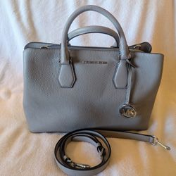 Michael Kors Large Gray Camille Satchel - Pebbled Leather