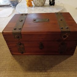 Solid Wood Cushioned Jewelry Box Vintage
