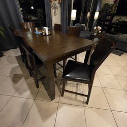 Pub High Mahogany Table And Chairs Kitchen Table
