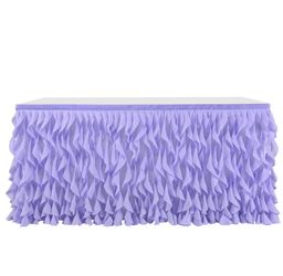 Leegleri Lavender Purple Curly Willow Tulle Tutu Table Skirt For Rectangle Or Round Table,Ruffle Table Skirts For Mermaid Party Baby Shower Decoration