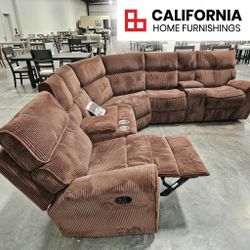 Power Reclining Sectional Sofa with Console & USB