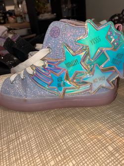 Skechers Girls Glitter High-Top Sneaker with Stars