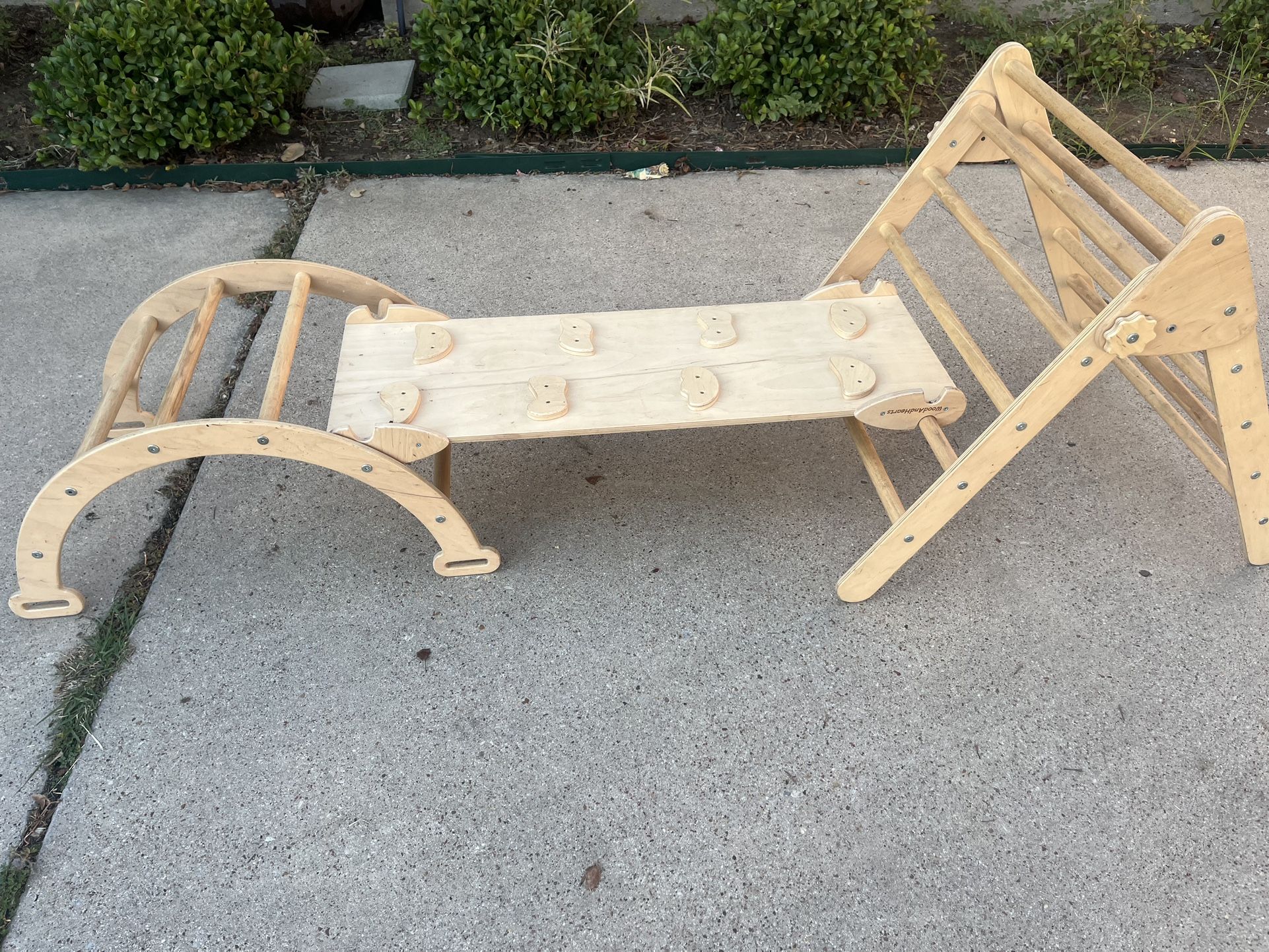 Montessori-style wooden climbing set