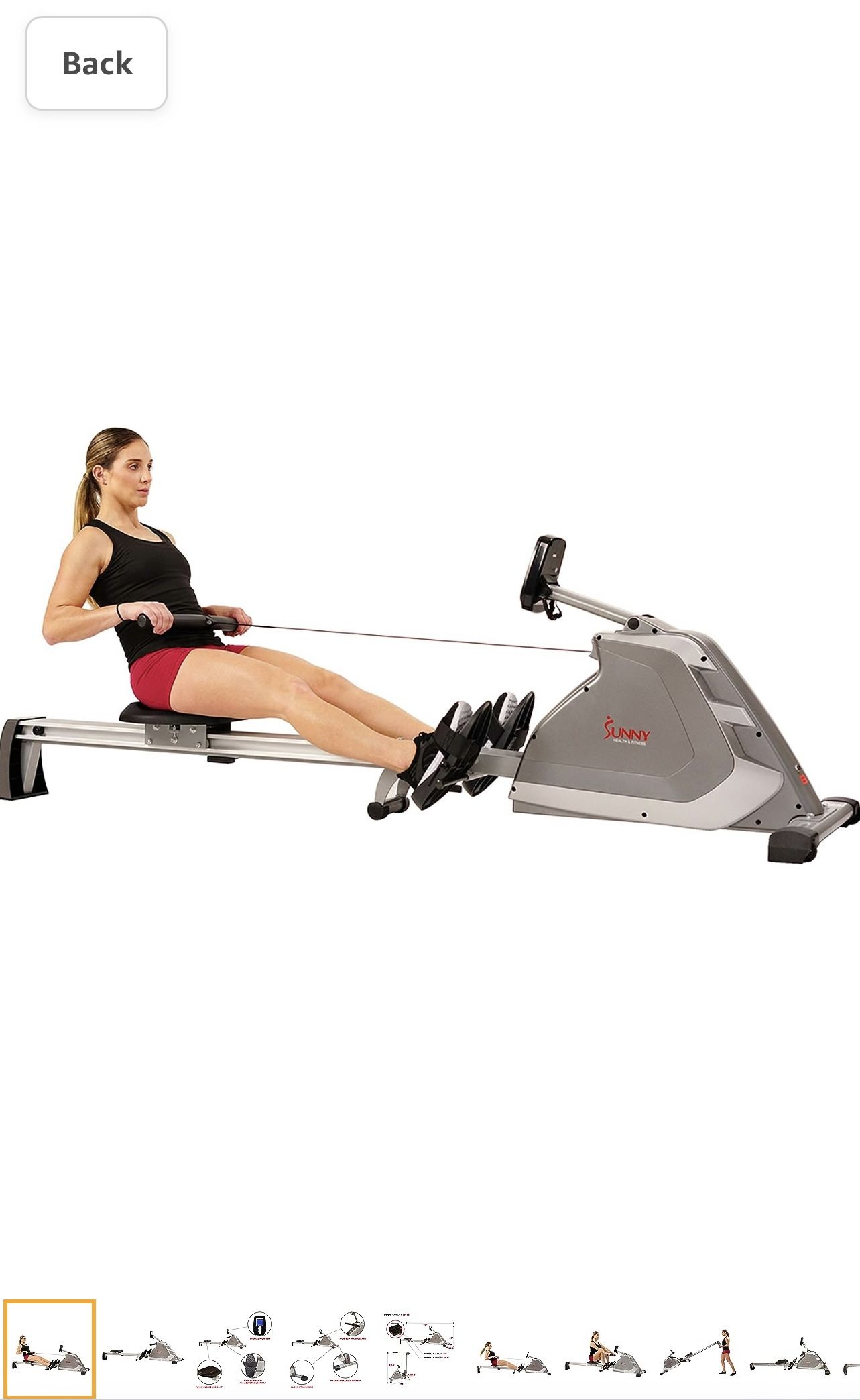 Sunny Health Fitness Magnetic Rowing Machine Rower with Dual