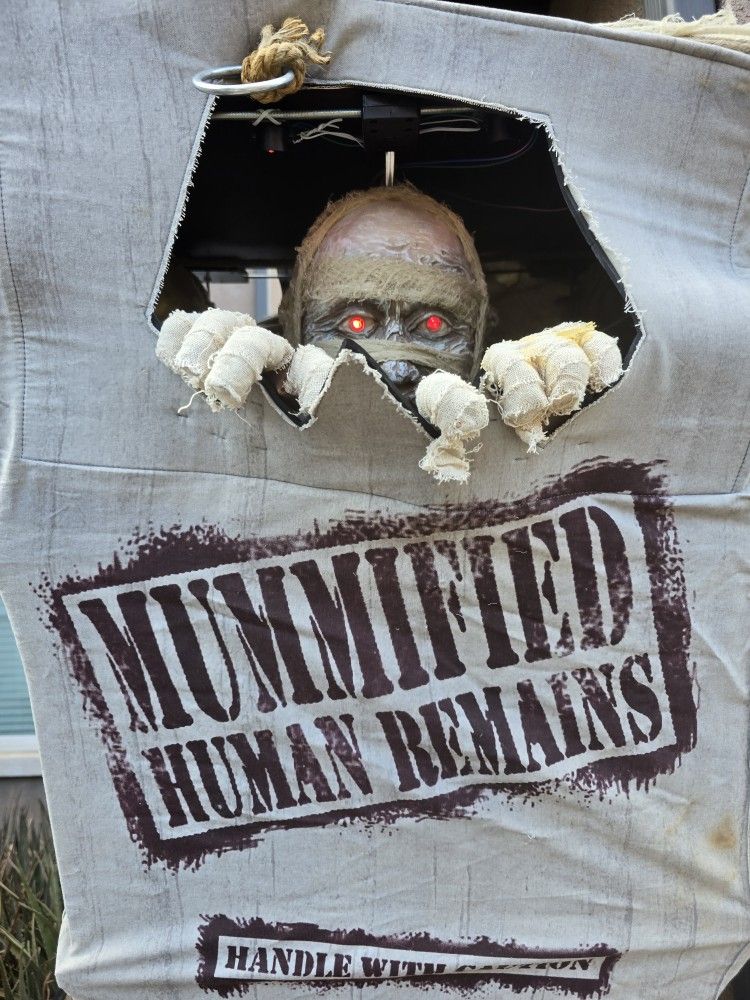 Spirit Halloween Decoration Crated Mummy Hanging