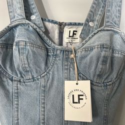 Lovers and Friends Women's Kit Bustier Halter Top XL  Monroe Light Denim NWT