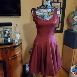 KAREN MILLEN DARK RED FIT & FLARE EVENING DRESS!