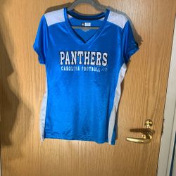 Women’s Size L Carolina Panthers NFL Jersey With Silver Rivets