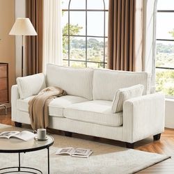 LUE BONA 81-in W Modern Beige 3-seater Sofa with Slipcover