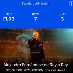 Alejandro Fernandez Floor 3 Ticket Row 7 