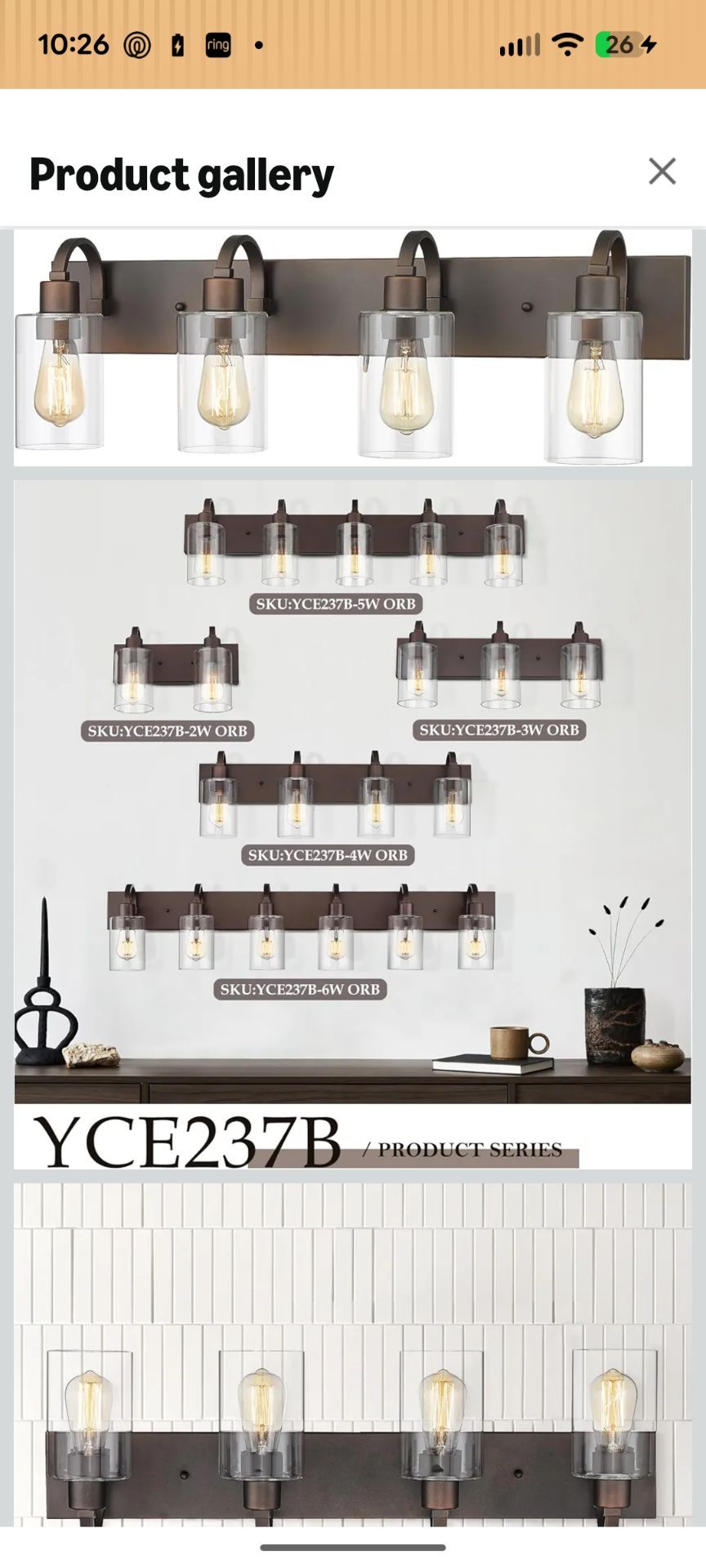Emliviar 4-Light Bathroom Vanity Light - Farmhouse Bathroom Wall Lighting, Oil Rubbed Bronze Finish with Clear Glass
