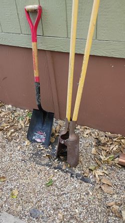 Posthole digger and shovel