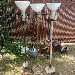 Vintage Torchiere Floor Lamps – Set of 3