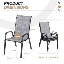 Pirecart Outdoor Patio Dining Chairs Set of 8 for Porch, Backyard, Pool side, and Deck