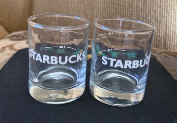 Vintage Starbucks Expresso Shot Glass 1 and 2 oz Marked Clear Barware USA