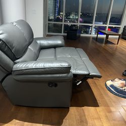 Reclining Leather Sofa Love Seat Couch 