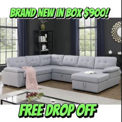 Sofa Bed Sectional U Shape Couch 🛋️ Brand New In Box 📦 With Storage Underneath & Pull Out Bed 🛏️ Free Drop Off 