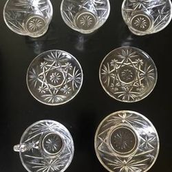 Vintage Anchor Hocking EAPC Cup, Saucers, Bowls Star of David 7 pcs