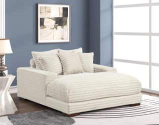 Brand New Modern Plush Corduroy Chaise Sofa with USB Charger and Cup Holder