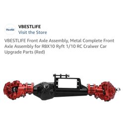 VBESTLIFE Front Axle Assembly, Metal Complete Front Axle Assembly for RBX10 Ryft 1/10 RC Cralwer Car Upgrade Parts (Red)