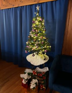 Christmas Tree & Winter Decor Bundle- includes Tree lights, storage container, wreath, ornaments