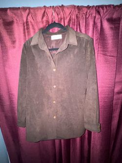 Vintage Brown Ultra-Suede Button-Up Shirt/Jacket