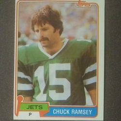 1981 Topps Chuck Ramsey New York Jets N.Y. #406 Punter Football Card Collectible Vintage Sports Trading Professional Pro
