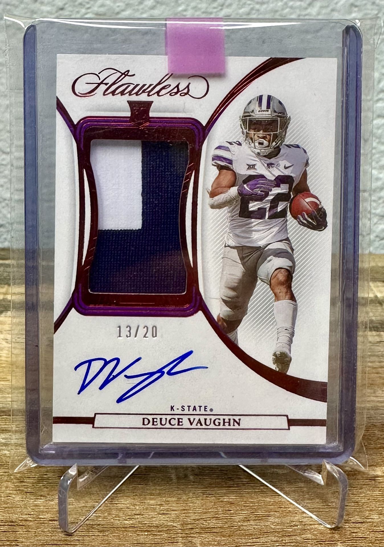 2023 Panini Deuce Vaughn RC Rookie Flawless Collegiate True RPA Auto Ruby Red #/20