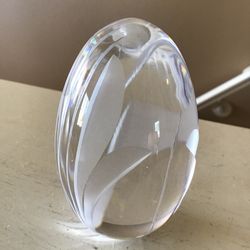 Vintage Atlantis Crystal Egg Shaped Paperweight, Made in Portugal 