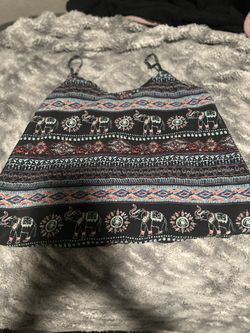 Spaghetti Strap Shirt With Elephant Pattern 