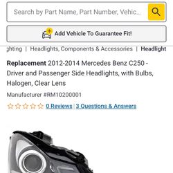 2012-2014 Mercedes Benz C250 Headlights And Grill