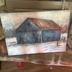 Large barn, oil painting
