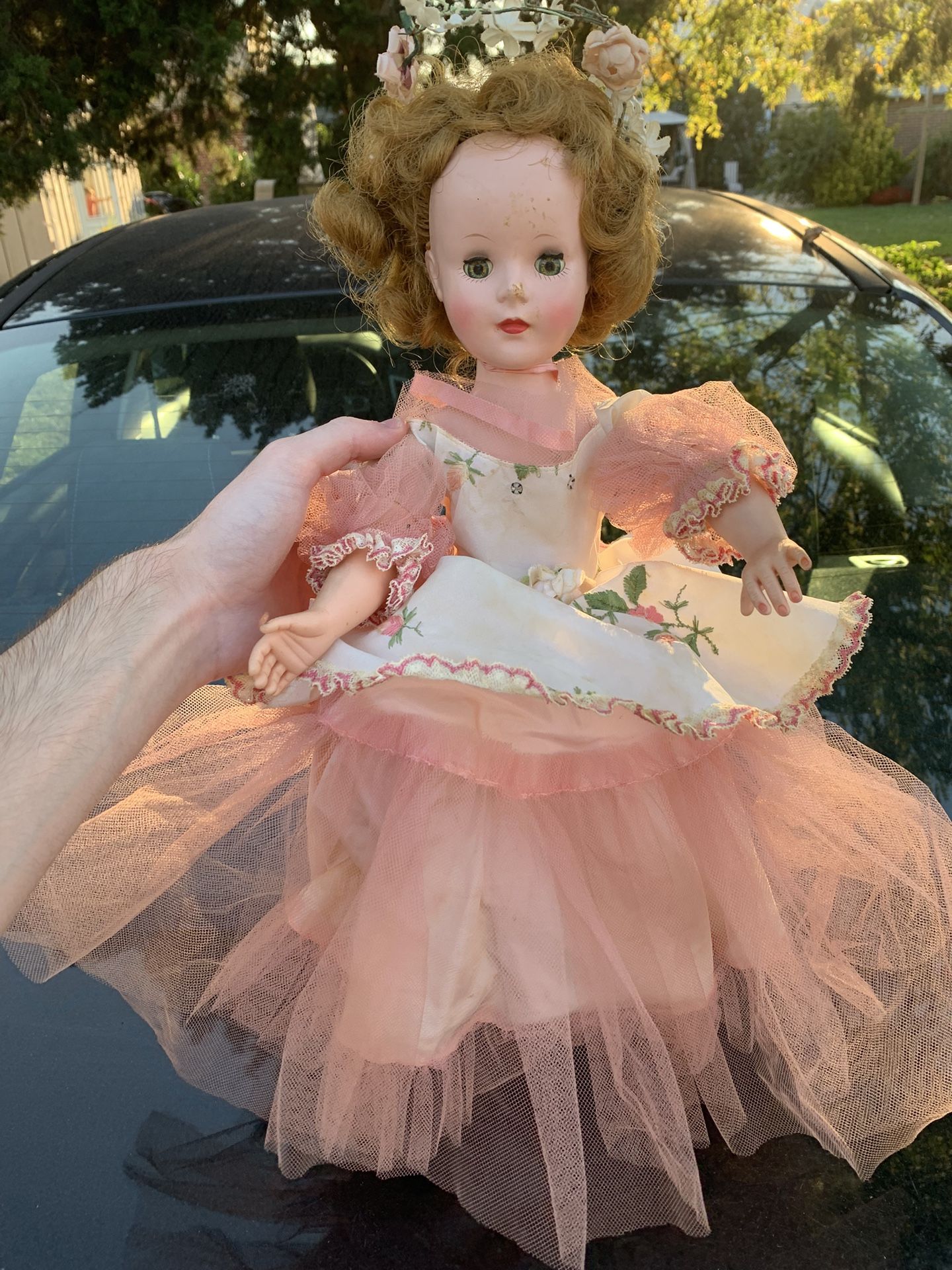 Vintage Doll And Porcelain Figurine