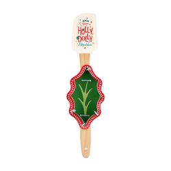 Holly Dolly Christmas Silicone Spatula with Wooden Handle and cookie cutter