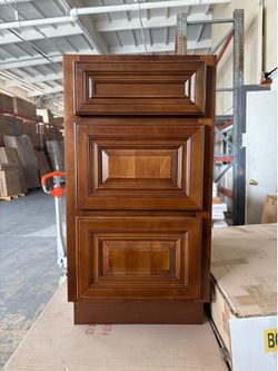 18-Inch Solid Wood Bathroom Vanity Cabinet Base, 3 Soft-Close Drawers, No Countertop or Sink, 18” W x 21” D x 34.5” H